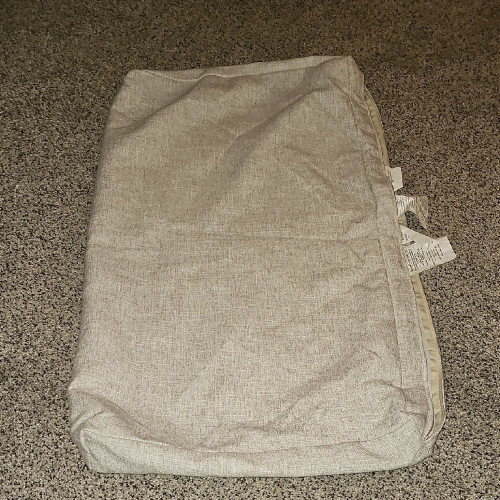 Two CB2 Cream Polyester Fabric Outdoor Cushion Covers